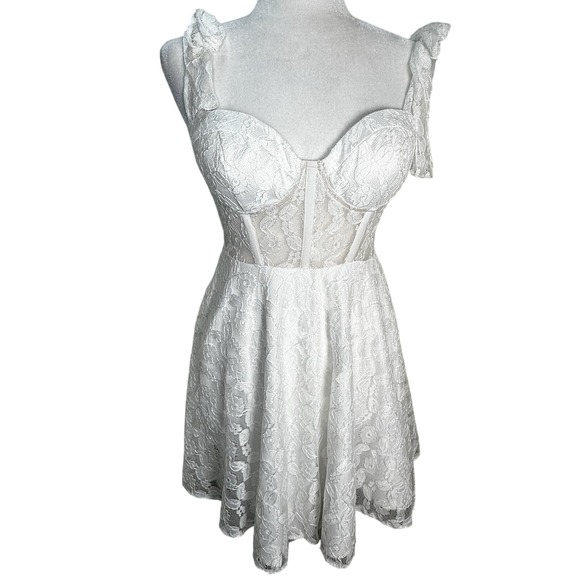 Dresses & Skirts - NWT One And Only Collective Cocktail Dress Sz M Lace Corset Top‎ Tie Up Straps
